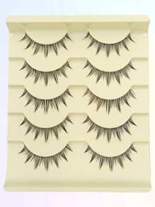 Asiteo 5 Pairs Cartoon Style False Eyelashes, Natural Makeup Effect, Suitable For Cosplay, Soft And Lightweight Faux Mink Lashes, Transparent Lash Band, Can Be Used For Daily Makeup - 尖尾漫畫款 - 查看 5