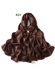 1 Piece Crepe Silk Satin Solid Color Scarves Luxury Bandana Headband Headscarf Shawl Chic Woman Turban Hijabs Rectangular Scarf For Women Veiled Clothes