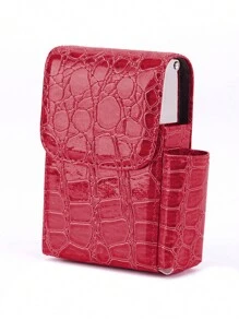 1 Pc PU Leather Men's Cigarette Case Organizer, 20 Gas Lighter Holder Waist Pack Smoking Accessories