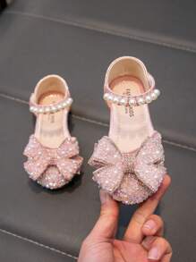 Girls' Flat Shoes With Rhinestones, Fashion & Cute - Pink - View 3