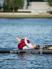 YHW-SURF 1 Set Inflatable Stand Up Paddle Board, Includes Full Accessories: Hand Pump, Detachable Paddle, Leash, Backpack, Removable Fin And Repair Kit