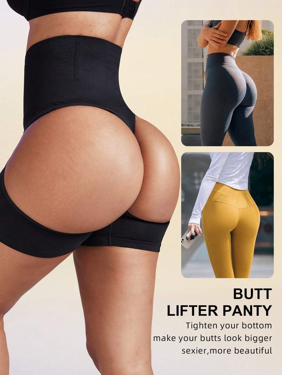 1pc Women Waist Trainer & Butt Lifter Seamless Bodysuit, Black