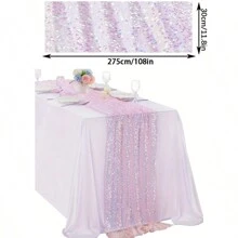1pc Rainbow Blue Sparkly Table Cloth, 30cm X 275cm, Baby Shower Decoration, Rectangular Glitter Tablecloth For Birthday Party, Home Decor