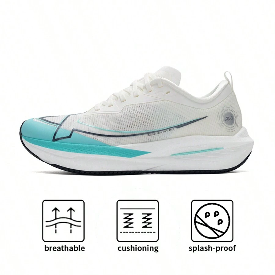 XTEP 一体式设计2.0跑鞋，轻便透气，男士休闲跑步，有氧运动，多功能训练鞋876319110073 - 帆白/極光綠 - 查看 1