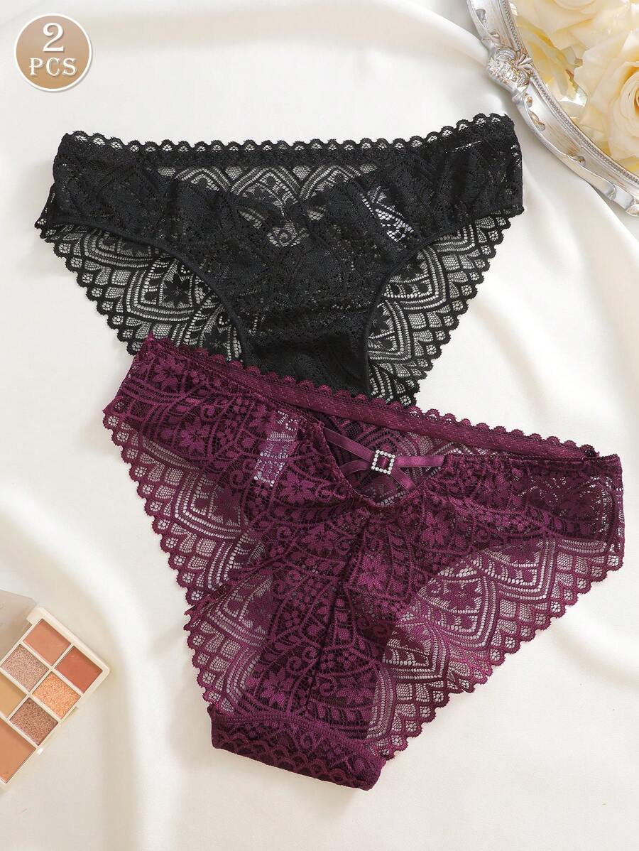 2szt/zestaw Romantyczne seksowne koronkowe majtki damskie bielizna