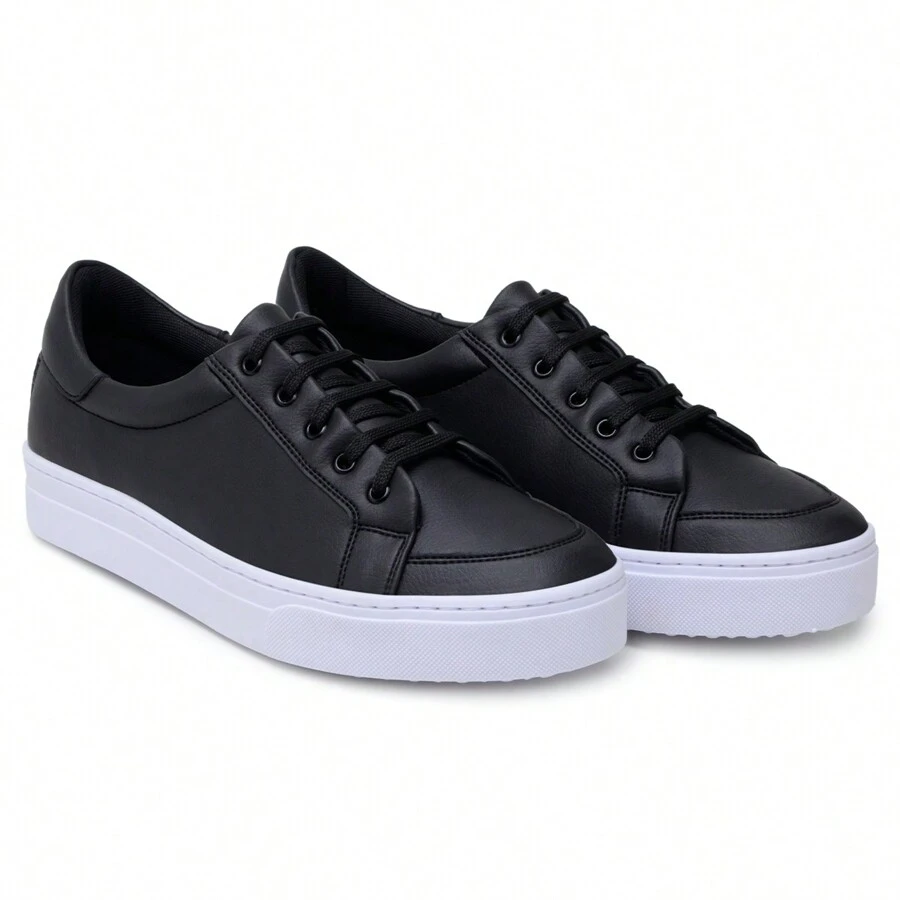 Tênis Feminino Casual Vegano Macio Confortável ultra leve na moda - Preto - Visão 1