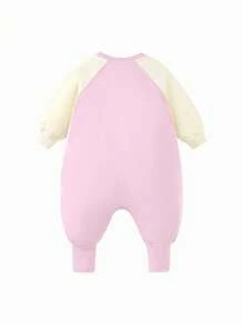 mini bala 女婴宽松动物主题连体衣，可爱婴儿爬行服，春季新品 - 橡皮粉 - 查看 5