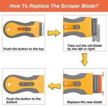 1set Razor Blade Scraper, Glass Scraper Scraping Tool With 10PCS Steel &10pcs Plastic Extra Blades For Removing Stickers, Papers, Food Residue, Paint, Glue From Oven, Window - Multicolor - View 5