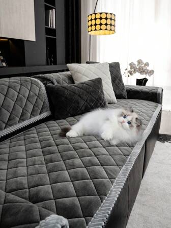 1 pieza Funda de sofá de peluche - Moderna cubierta protectora antideslizante y cálida para sofá, apta para sofás de 1 a 4 plazas - Cubierta de decoración del hogar de poliéster lavable a máquina