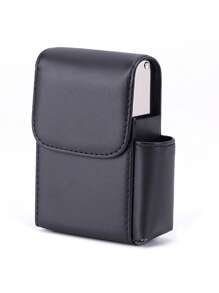 1 Pc PU Leather Men's Cigarette Case Organizer, 20 Gas Lighter Holder Waist Pack Smoking Accessories