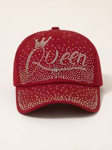 Rhinestone Crown "Queen" Letter Women's Baseball Cap - A - View 15