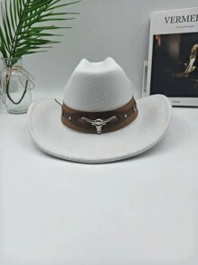 Unisex Western Style Szeroki Rondo Miękki Filcowy Kapelusz, Modny Design Z Paskiem, Nadaje Się Do Aktywności Na Świeżym Powietrzu, Ochrona Przed Słońcem, Urodziny, Festiwale Muzyczne, Imprezy, Idealny Prezent