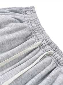 2pcs Men's Loose Casual Solid Color Drawstring Waist Pants, Spring/Summer, Comfortable For Outdoor Sports, Jogging, Fitness, Running, Basketball