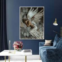Angel Pictures Wall Art Abstract Angel Canvas Painting Angel Wing Poster Prints Vintage Angel Girls For Office Home Decor, Framed And Ready To Hang. (30x45cm)12x18x1.6inch Framed - trắng - Xem 4