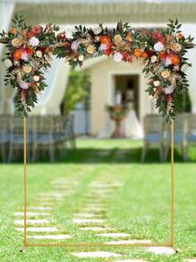 1set Metal Square Balloon Arch Frame, Birthday Bridal Shower Wedding Anniversary Gender Reveal Party Courtyard Background Decoration Balloon Arch Stand, Balloon Arch Accessories, Suitable For Pairing With Gauze Curtains, Simulated Flowers, And Balloon