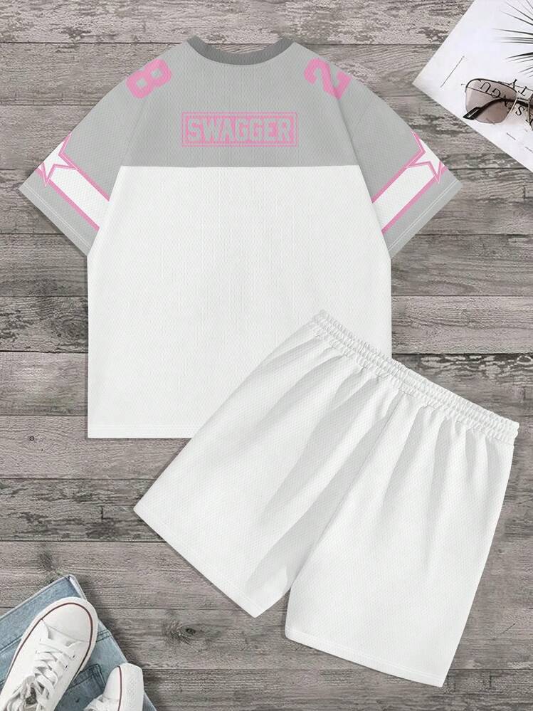 Men's Spring And Summer Fashion Breathable Printed Short Sleeve Shorts 2 Pieces Set - Multicolor - View 2