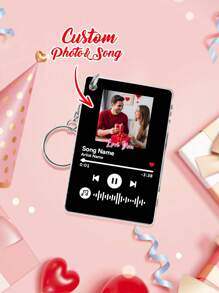 Personalized Photo Keychain Gift, Customized Acrylic Engraved Music Password Keychain, Personalized Music Password Keyring, Customized "Music In Pocket" Keychain, Birthday Gift, Couple Gift, Anniversary Gift, Valentine's Day Gift, Wedding Gift, Father's Day Gift, Mother's Day Gift - Style-2 - View 4