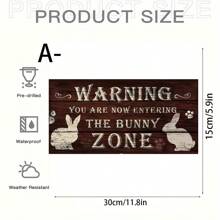 Uroczy drewniany znak dzielnicy wielkanocnych króliczków - rustykalny "Ostrzega przed wejściem do strefy królików teraz" dekoracja wisząca na drzwi, biała sylwetka królika i odciski łap, lina do domu i ogrodu wiosenna dekoracja - wiosenna dekoracja, wielkanocne prezenty dekoracyjne, wystrój domu, wystrój pokoju, dekoracja ścienna