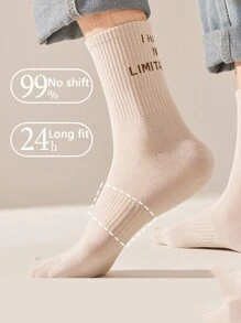 2 pares de calcetines tipo tripulación con estampado de letra "NO TENGO LIMITACIONES" para unisex, calcetines deportivos resistentes al olor y transpirables, calcetines para parejas, personalizados, motivadores, excelentes regalos para amigos, familia, parejas, niños, multicolor, talla 38-46