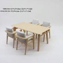 5pcs/4pcs/2pcs/1pc 微型家具，迷你娃娃屋装饰餐桌椅模型，微场景摄影道具，餐桌模型，餐椅模型，微型餐厅套装，娃娃屋餐厅装饰 - 彩色 - 查看 5