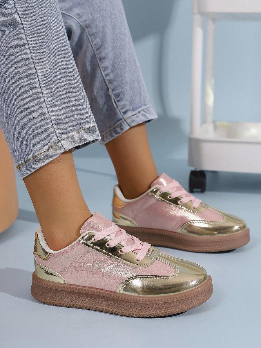 Children Spring/Autumn New Soft Bottom Sneakers, Low-Top Anti-Slip Fashionable Flat Shoes - Pink - View 1
