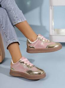 Children Spring/Autumn New Soft Bottom Sneakers, Low-Top Anti-Slip Fashionable Flat Shoes - Pink - View 4