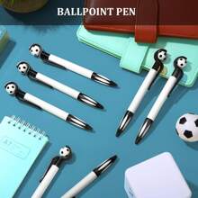 Set de 1/3/5 bolígrafos retráctiles con forma de balón de fútbol, punta media de 1.0 mm, tinta negra, mango de agarre suave, tema de frutas multicolor, material de plástico, adecuado para uso escolar y de oficina, vuelta al colegio