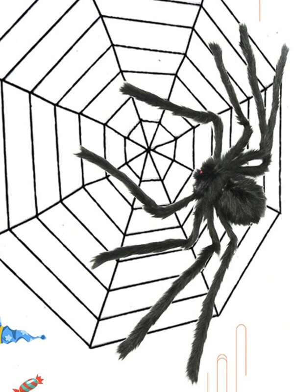 1 pieza Decoración colgante de araña negra de 50 cm de gran tamaño, accesorios de decoración estacional, decoración de ambiente de bar, adorno de peluche