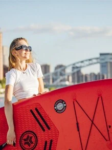 YHW-SURF 1 Set Red Inflatable Stand Up Paddle Board, Includes Full Accessories: Hand Pump, Detachable Paddle, Leash, Backpack, Removable Fin And Repair Kit