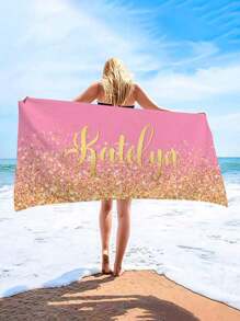 1 件定制沙滩巾，带海星和个性化文字，个性化沙滩巾，定制沙滩巾，定制浴巾，个性化毛巾，文字定制沙滩巾，个性化名字毛巾，女士情人节礼物生日男朋友女朋友