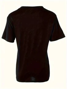 Plus Size Letter Grandma Print T-Shirt, Casual Short Sleeve Top For Spring & Summer, Women's Plus Size Clothing - màu đen - Xem 4