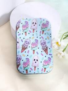 1 件，马口铁便携式桌面珠宝收纳盒，珠宝收纳盒，最佳礼物，时尚多功能，带有各种图案，如花朵、草莓、冲浪、骷髅、心形、蘑菇、蝙蝠等，送给妈妈的礼物 - 彩色 - 查看 19