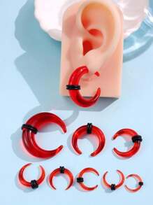 Bộ 9 khuyên xỏ khuyên tai hình chữ U bằng Acrylic nhiều màu sắc lấp lánh phong cách Punk Rock Hip-Hop, kiểu sừng bò, dụng cụ xỏ khuyên, phụ kiện xỏ khuyên trang sức cơ thể Unisex, thích hợp cho lễ hội và tiệc tùng - Nhiều màu - Xem 20