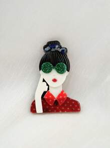 A Cute Cartoon Character Design For Daily Use, Anime Style Brooch, Fashion Accessories For Clothing Decoration, Cartoon Acrylic Bag Character Brooch, Cute And Versatile Women's Suit Cardigan Corsage
