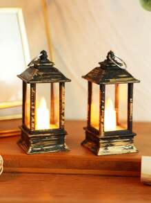 1/2/3 szt. Retro Mini Dekoracyjna Lampa Latarnia z Migoczącą Świecą LED, Dekoracyjna Mini Lampa Wiatrowa z Baterią, Dekoracja Stołu, Wystrój Domu, Wystrój Sypialni, Wisząca Lampa Nocna, Dekoracja Ścienna, Nadaje Się Na Wesele, Dekoracje Świąteczne, Świąteczna Lampa Latarnia