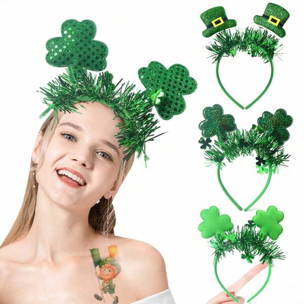 1pc St. Patrick's Day Clover Headband, Irish Festival Party Decoration Hair Accessory, Shamrock & Clover Ornament Headband, Carnival Party Supplies, Birthday Celebration