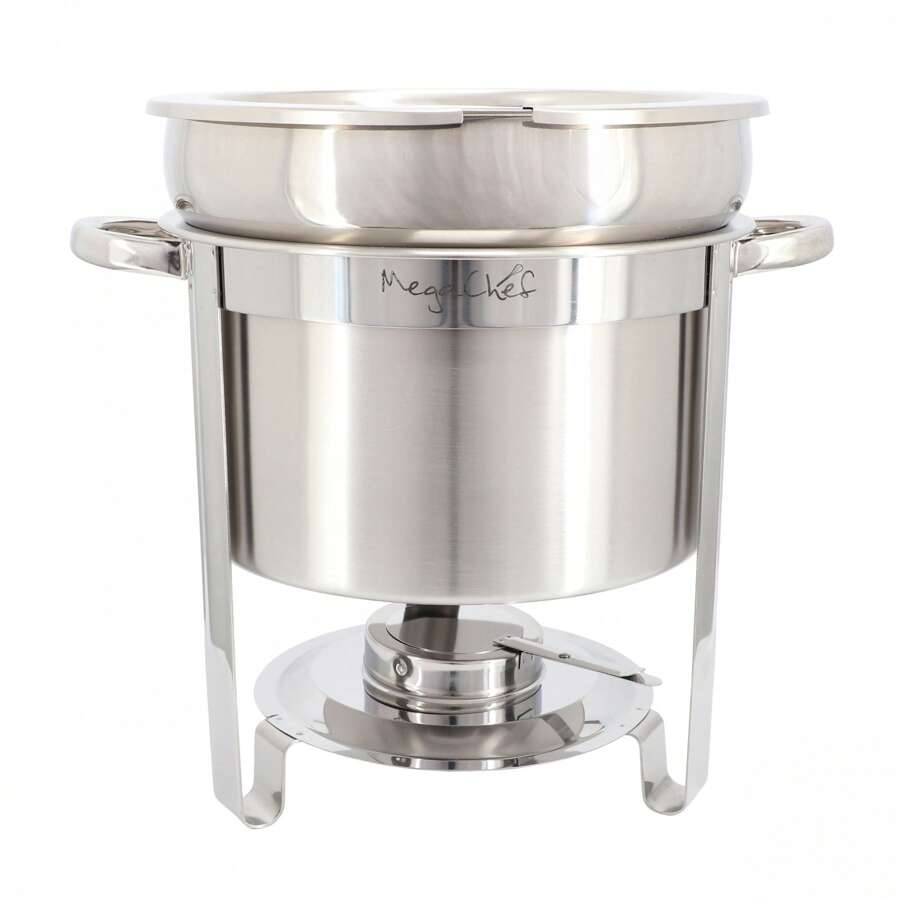 7.4 Quart Round Stainless Steel Soup Professional Chafing Dish/Food Warmer/Buffet Server Serving Trays - 7.4 Qt - View 1