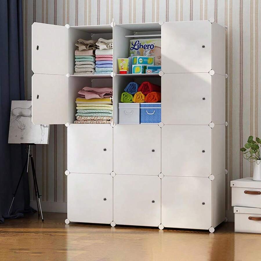 Gabinete de almacenamiento de ensamblaje con lámina de resina minimalista, armario de plástico multicapa, de fácil montaje y uso doméstico independiente