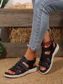 Sandalias con suela gruesa para mujer, zapatos ligeros para playa, sandalias romanas versátiles, tallas grandes, sandalias deportivas de moda con suela blanda