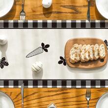 Plaid Buffalo Check Rabbit Carrot Easter Tablecloth, Seasonal Holiday Kitchen Dining Table Decoration Indoor Outdoor Home Party Decor, Spring/Summer