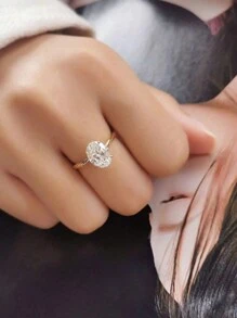CVNANA 1 chiếc nhẫn bản rộng hình chữ V kép, trang sức thời trang nữ sang trọng đính đá Cubic Zirconia, size M, món quà hoàn hảo cho bạn gái/bạn thân, ngày Valentine, ngày của Mẹ. - F - Xem 5