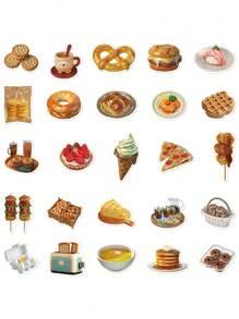 50 unidades Pegatinas de comida deliciosa, decorativas para equipaje, refrigerador, escritorio, tableta, diario, cuaderno, portátil, fundas de teléfono