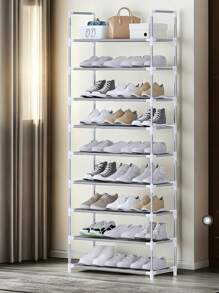 9 Layer Shoe Organizer - Easy To Assemble Metal Shoe Rack, Multipurpose Shoe Rack Organizer - Blanc - Voir 3