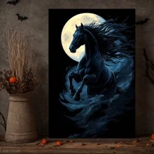 Black Horse Galloping, Large Size Wall Decor, Animal Theme Art, Living Room Office Wall Prints