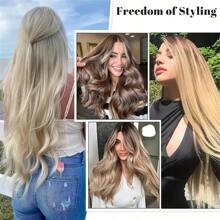 7pcs LuxeHair Remy Human Hair Clip-In Extensions, Straight Black, Fashionable Clip Extensions For Women, Soft And Natural Hairpieces - S1B - 查看 5