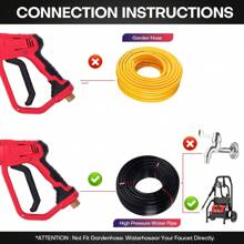 High Pressure 4000PSI Car Power Washer Gun Spray Wand Lance Nozzle And Hose Kit - Red - View 7