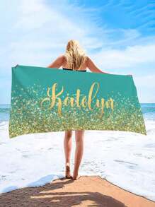 1 件定制沙滩巾，带海星和个性化文字，个性化沙滩巾，定制沙滩巾，定制浴巾，个性化毛巾，文字定制沙滩巾，个性化名字毛巾，女士情人节礼物生日男朋友女朋友