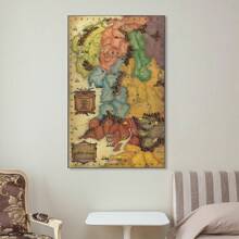 1PCS Framed Middle Earth Map Poster Artwork Canvas Poster Room Aesthetic Wall Art Print Home Office Modern Decoration For Bedroom Living Room Dining Room Study Bathroom Kitchen Office Hotel Coffee Shop Apartment Studio Dressing Room Corridor Wall Decor - Multicolor - View 2