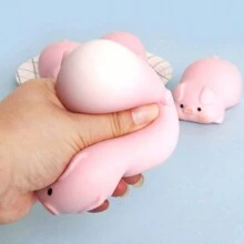 1 件可爱卡通动物创意粉红猪挤压玩具，透气动物减压柔软球慢回弹挤压玩具