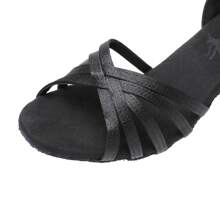 1 Pair Women's Soft Bottom Latin Dance Shoes, 7cm High Heel, Dance Shoes For Parties, Professional Latin Shoes - Black - View 6